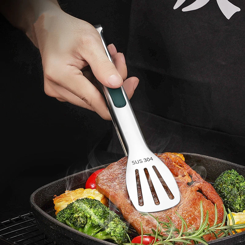 GeniusGrill Stainless Steel Tong: Ideal for Meat, Salad, Bread, and More ā Essential Kitchen Accessories for Grilling, Buffet, and Cooking