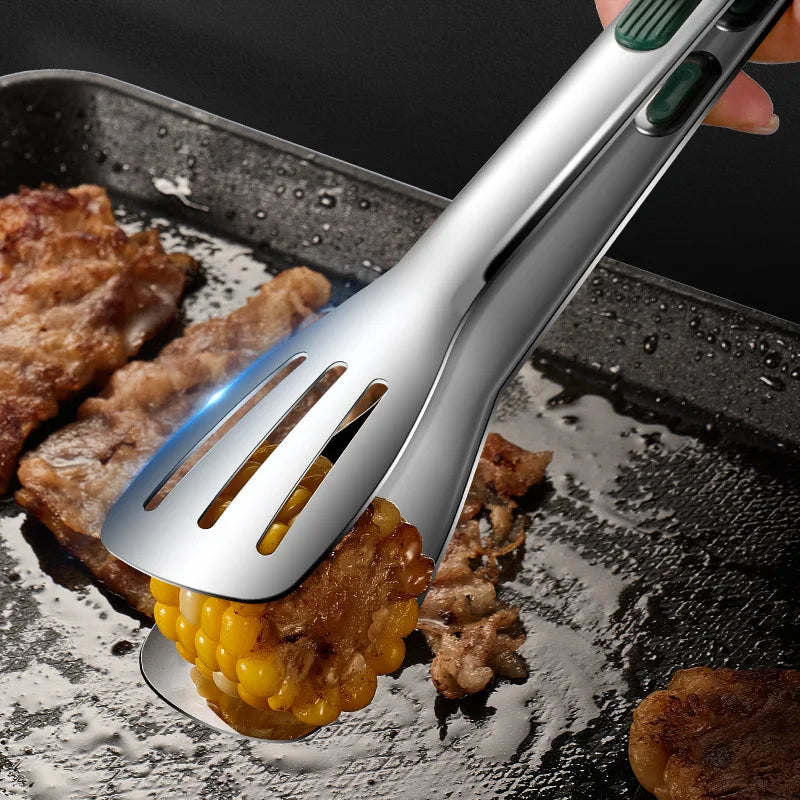 GeniusGrill Stainless Steel Tong: Ideal for Meat, Salad, Bread, and More ā Essential Kitchen Accessories for Grilling, Buffet, and Cooking